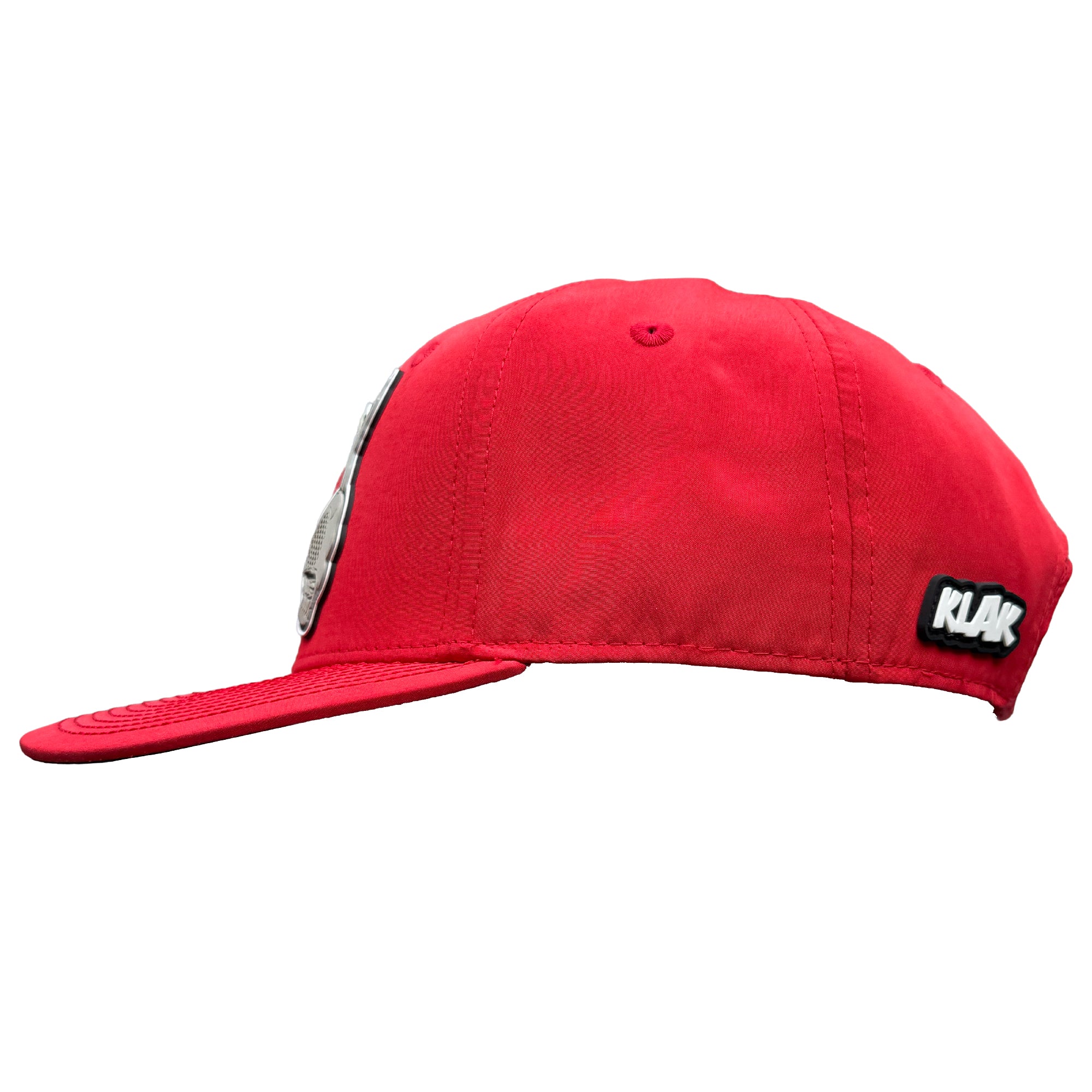 Red Cap with Embroidered Skull and Headphones – Adjustable, Unique